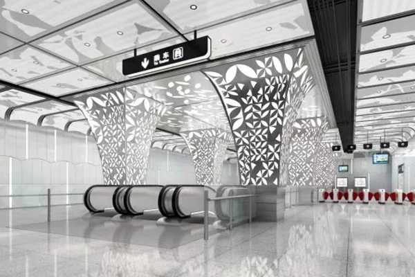 中国佛山地铁2号线花世界定制装饰天花板和墙面系统项目6