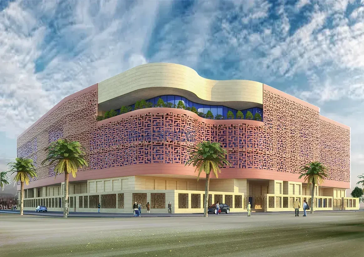 perforated metal panel facade
