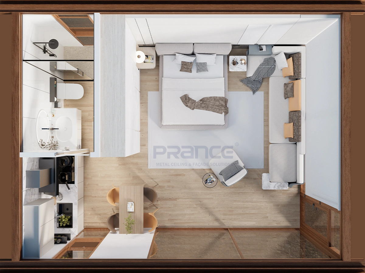 Vida urbana inteligente con pequeñas cápsulas de casas, image size:1200x900