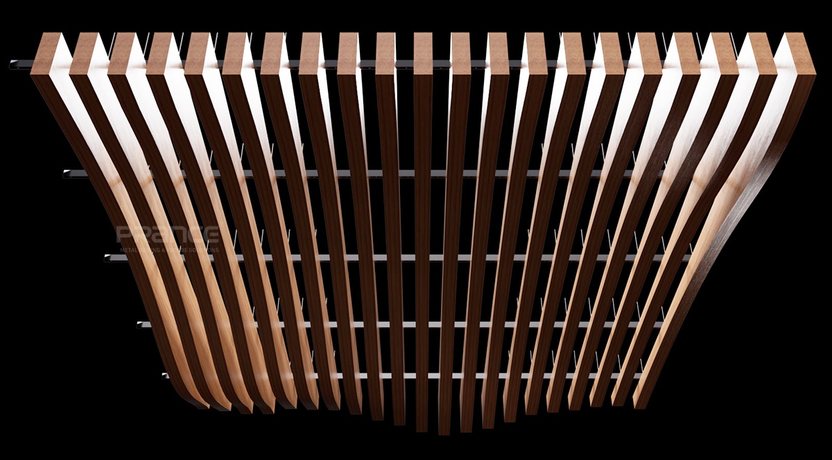 Dominia Restaurant Curved Aluminum Baffle Ceiling Project | PRANCE